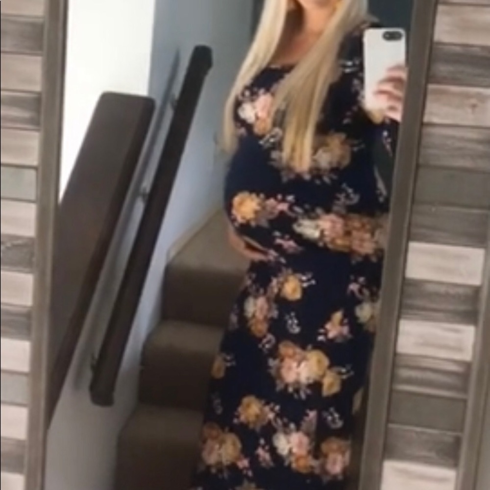 Long Sleeve Floral Maternity Dress